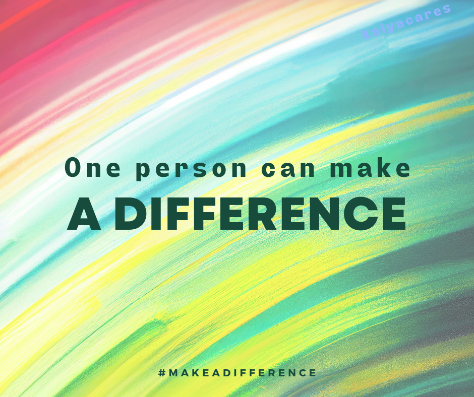 One person can make a difference. on a pastel rainbow background